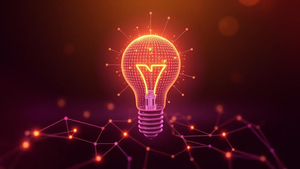 AI brainstorming creativity concept showing digital lightbulb with neural network connections