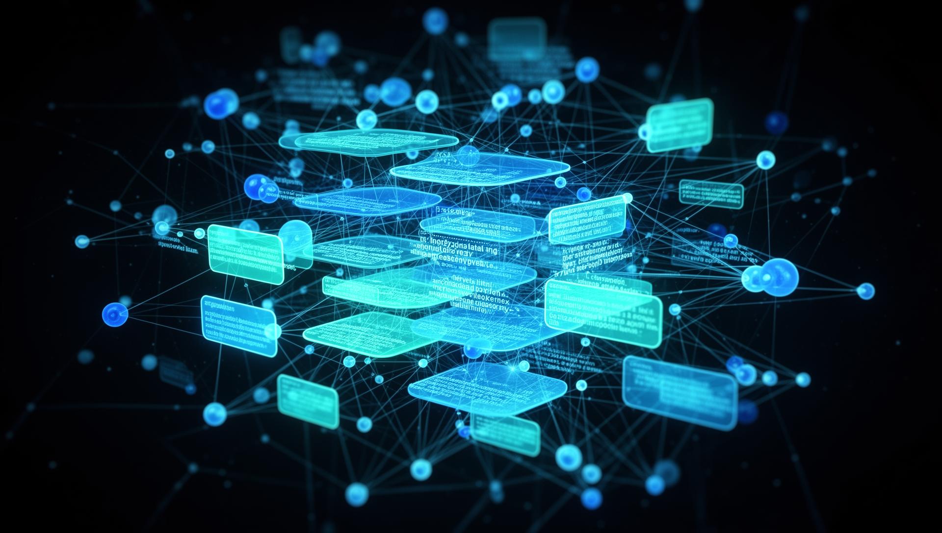 Machine learning neural network architecture visualizing how AI text generators process and understand language