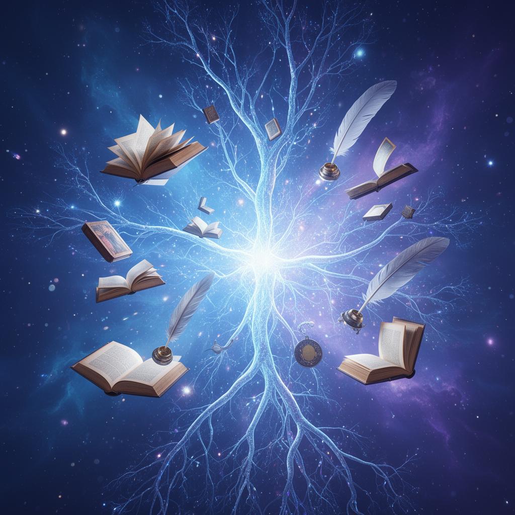 AI fiction generator creating fantasy worlds with neural networks and creative storytelling visualization